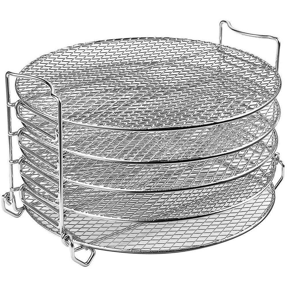 Stainless Steel Dehydrator Stand & Grill Rack for Air Fryer - 5 Stackable Food-Grade Layers, 6L Capacity - Perfect for Drying Fruits, Vegetables, Jerky & Herbs at Home