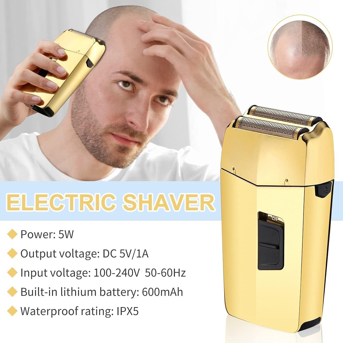 Professional Electric Razor for Men - Rechargeable 3-Speed Hair Clipper & Bald Head Shaver with Precision Mesh Blades | Perfect for Home Barbering, Travel Grooming & Facial Hair Trimming