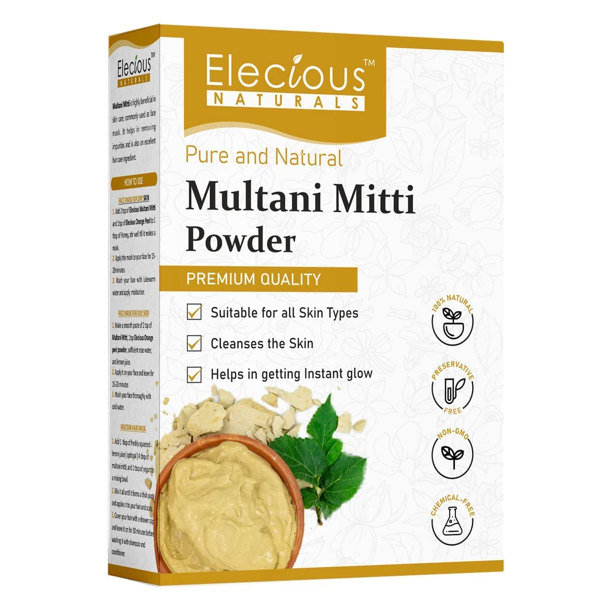 Pub Multani Mitti Powder for Face Pack | Fuller's Earth, Bentonite Clay for Glowing Skin & Acne Treatment - 200g (7.05 oz) Natural Face Mask | Perfect for Detox, Oil Control & Pore Minimizing - Spa Quality Skincare at Home