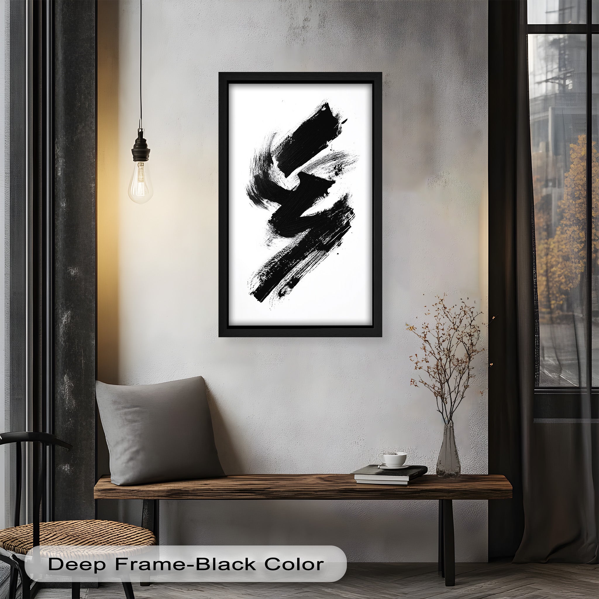 Black Brushstroke Abstract Oil Painting - Modern Wall Art for Living Room, Bedroom & Office Decor