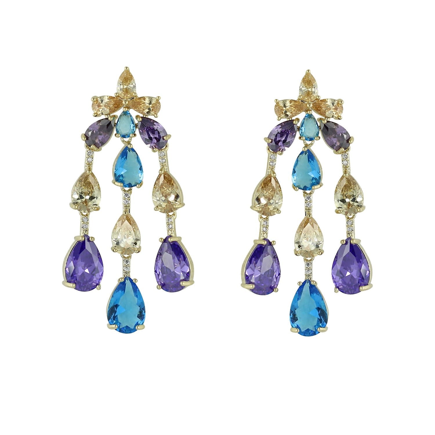 Cubic Zirconia CZ Copper Water Drop Dangle Earrings for Women - Elegant Crystal Jewelry for Parties, Weddings & Special Occasions