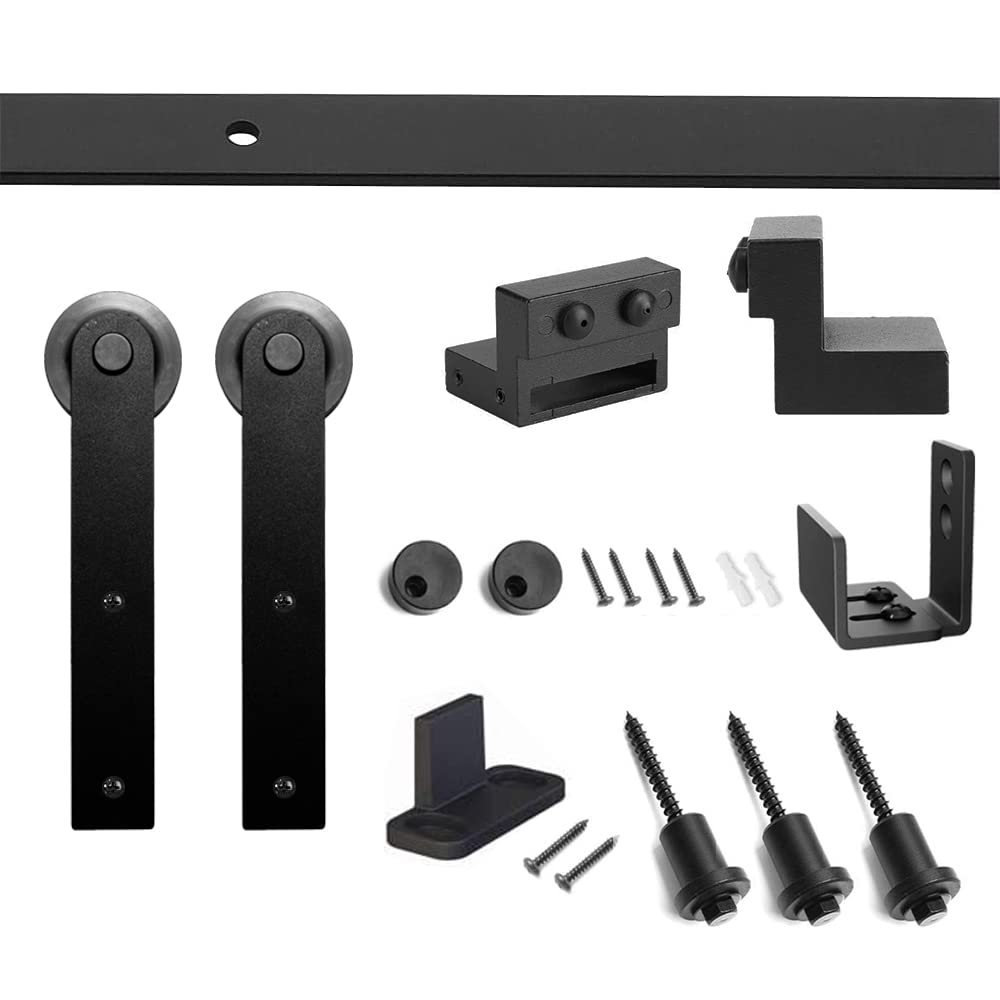 HACCER 3 FT Mini Barn Door Hardware Track Set - Black Sliding Door Kit for Closet, Cupboard & Storage Cabinet | Single Door System | Perfect for Bedroom, Bathroom & Home Office Organization