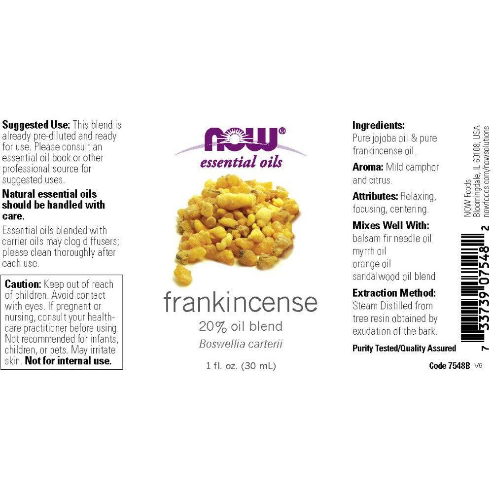 NOW Essential Oils Frankincense Oil Blend - 100% Pure Therapeutic Grade for Aromatherapy, Massage & Relaxation | Perfect for Diffusers, DIY Skincare & Spiritual Practices