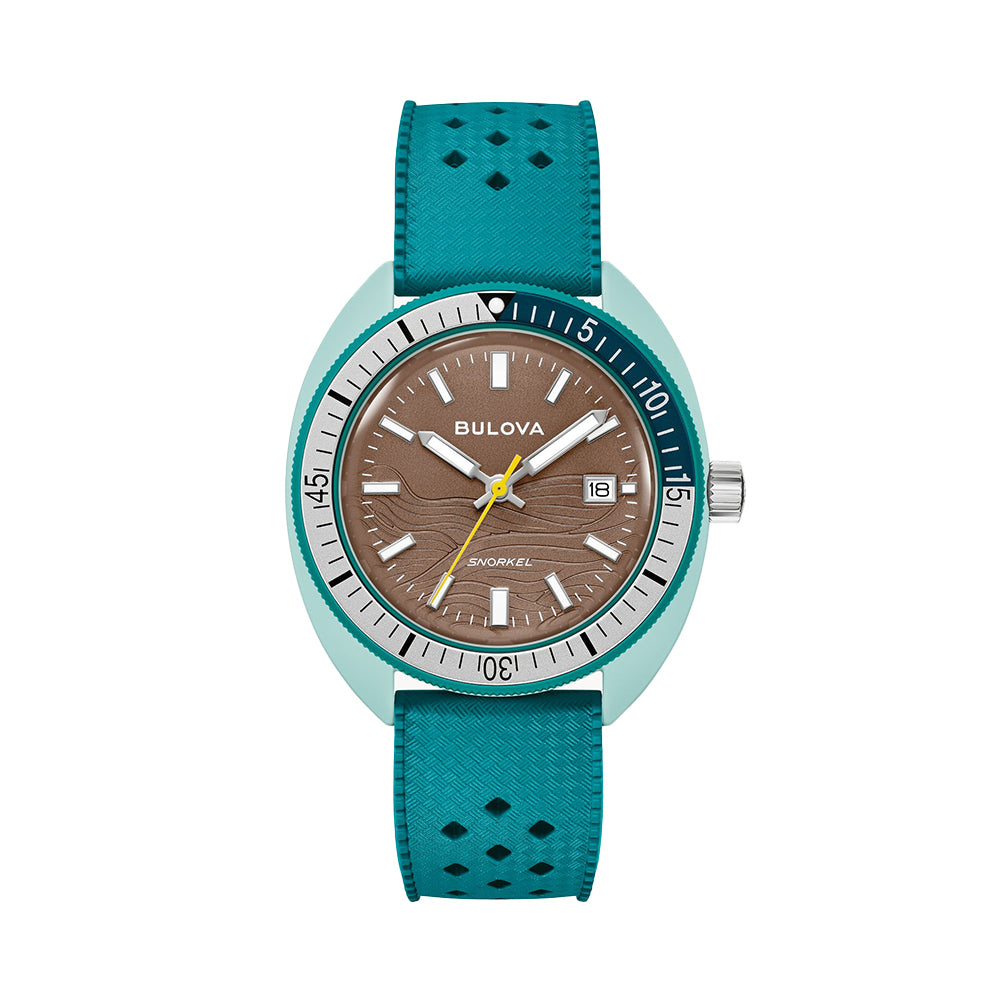 41mm Brown Sea Turtle Snorkel Watch with Rubber Strap - Perfect for Diving, Swimming & Beach Activities