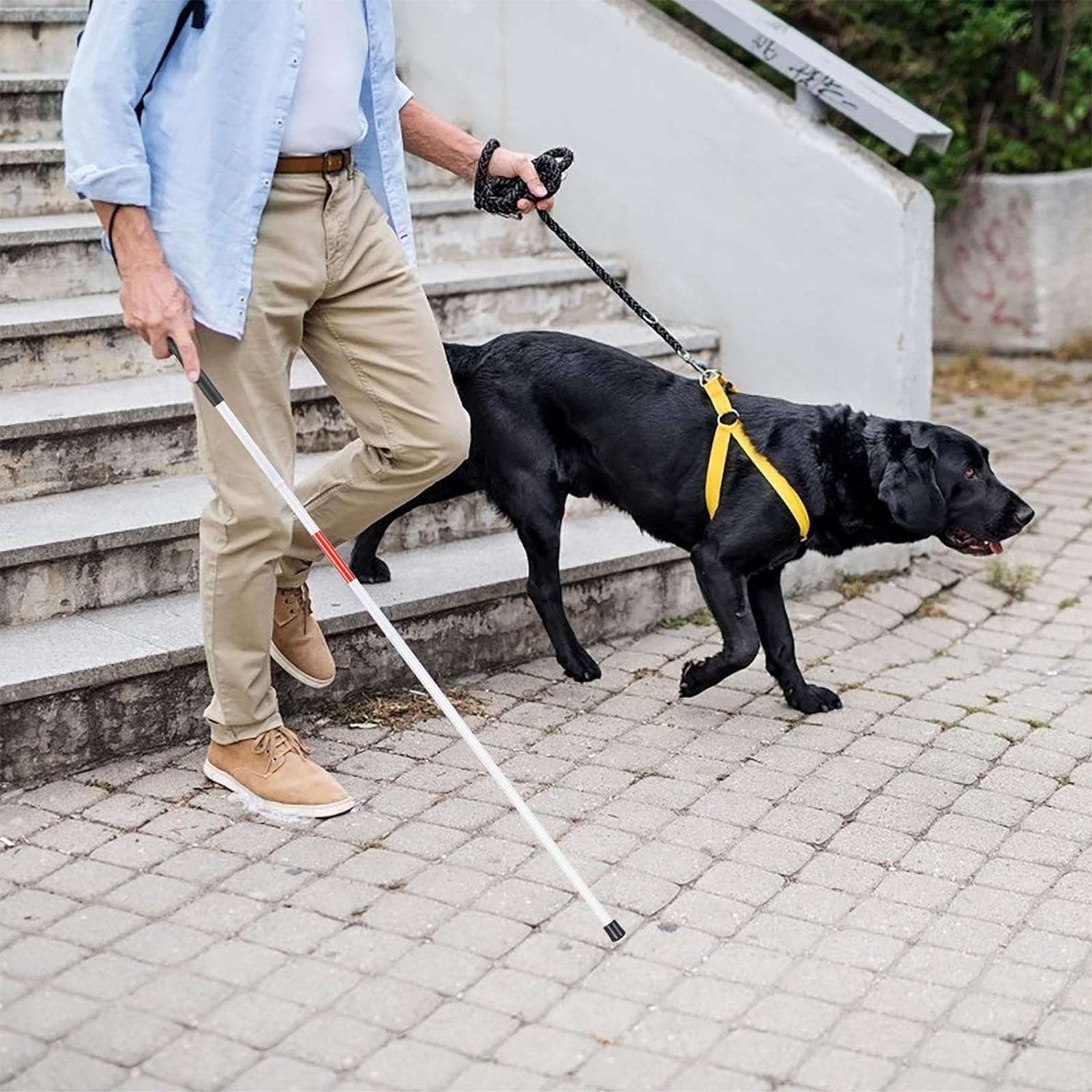 Adjustable Folding Walking Cane for Visually Impaired & Elderly - 4-Section Lightweight Aluminum Blind Stick with Reflective Safety Design | Indoor/Outdoor Mobility Aid for Daily Use, Travel & Hiking