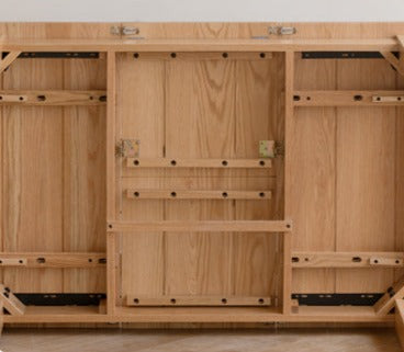 Solid Oak Wood Extendable Folding Dining Table - Expandable for Small Spaces, Perfect for Apartments & Family Gatherings