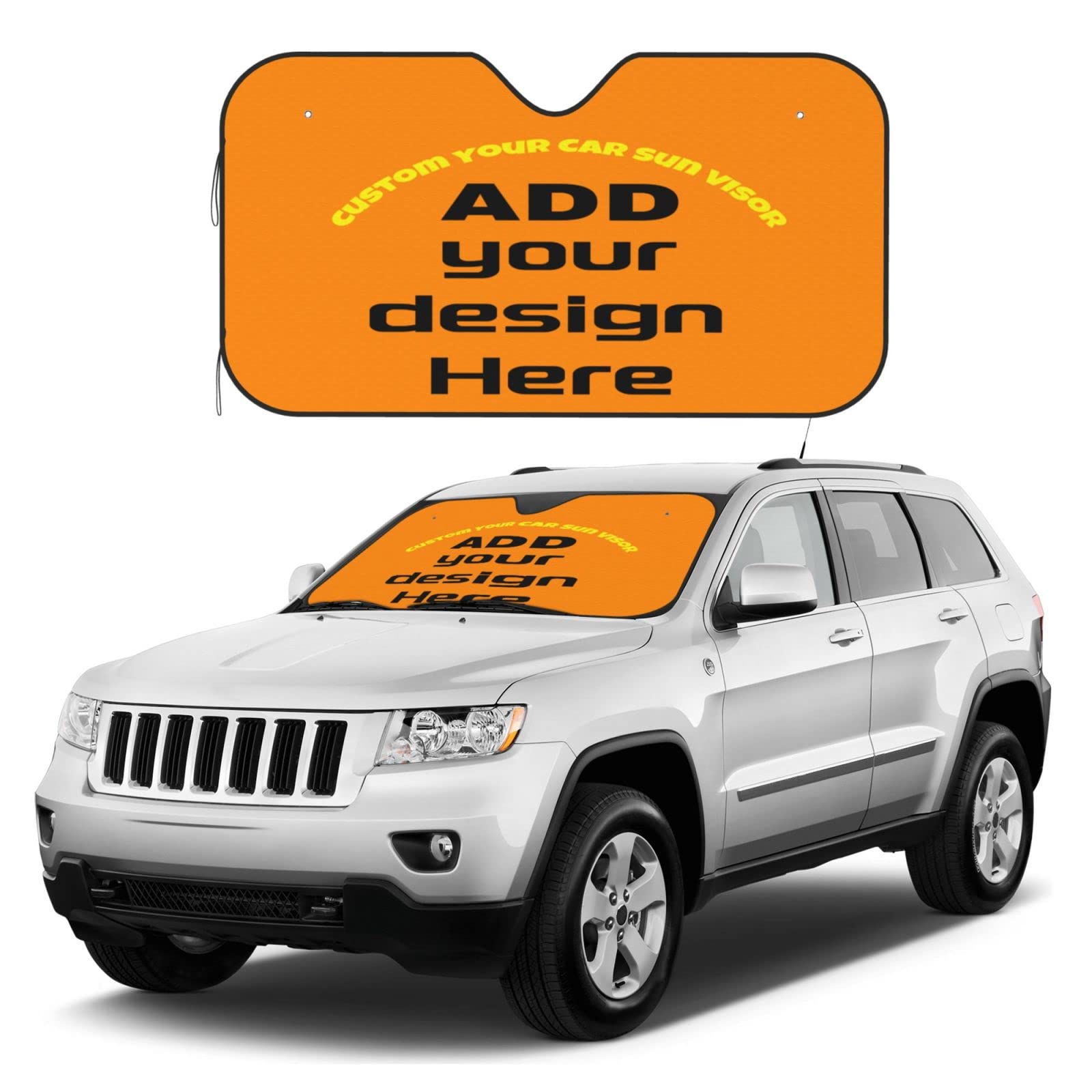 Custom Car Windshield Sun Shade with Personalized Text/Image/Logo - Funny Auto Accessory for Small Vehicles | Perfect for Summer Parking & UV Protection