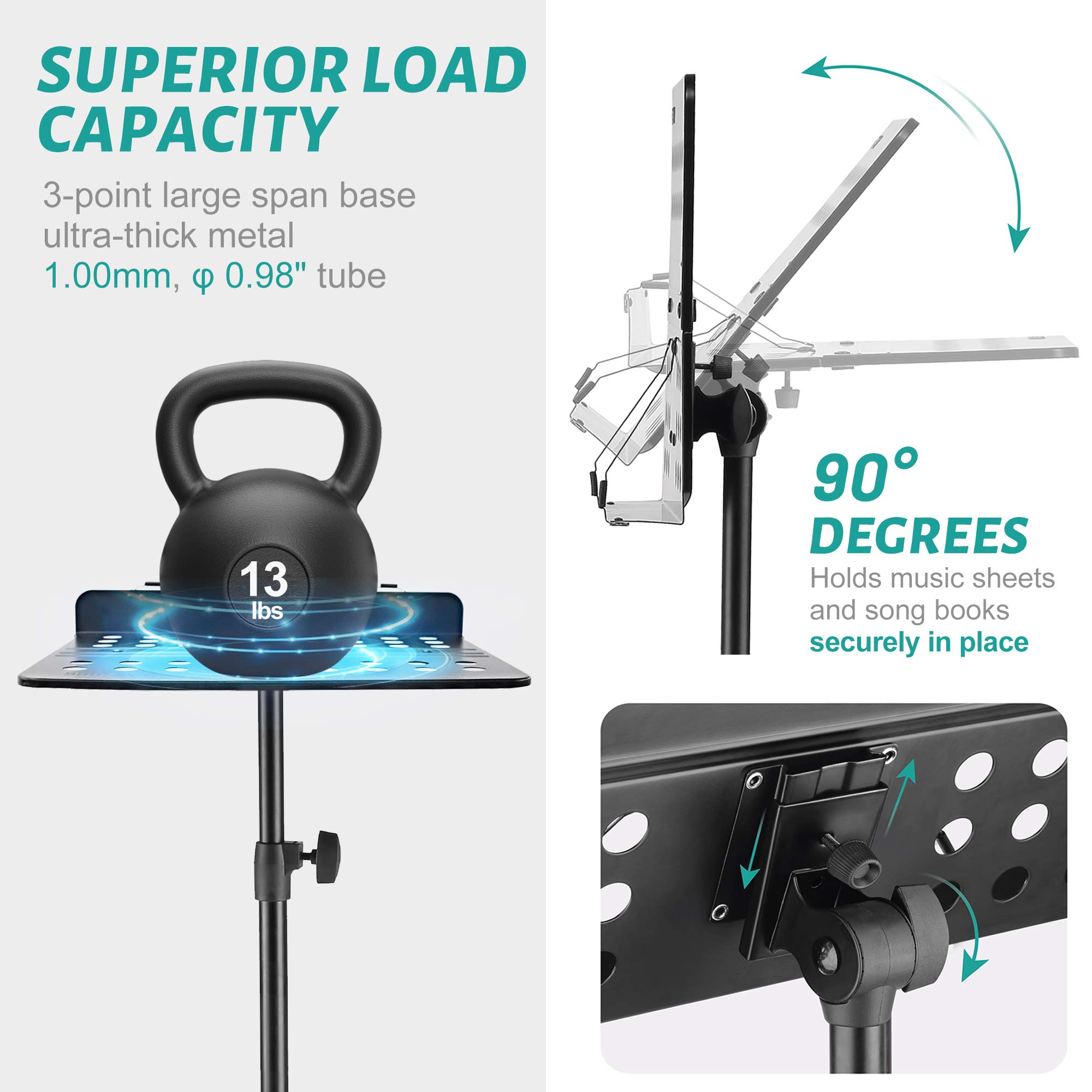 Vekkia 19 LED Music Stand Light with Adjustable Brightness - Portable Sheet Music Stand with Carrying Bag for Musicians, Pianists, Violinists - Perfect for Practice, Performances & Nighttime Reading