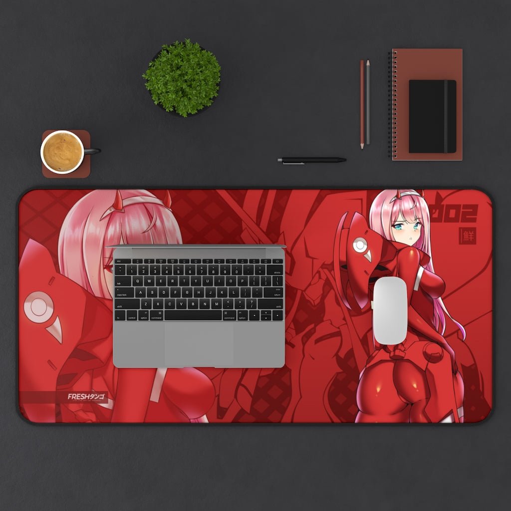 Zero Two Anime Gaming Desk Mat - Non-Slip Mouse Pad with Stitched Edges for PC, Laptop, Office & Home Workspace (Dakimakura Style Design) - Perfect for Gamers, Otaku Fans & Anime Decor