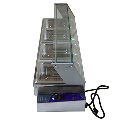 INTSUPERMAI Commercial 4-Pot Countertop Food Warmer - Bain Marie Buffet Steam Table for Soup, Steamer & Canteen Meals - 110V Electric Food Heater for Restaurants, Catering & Buffet Service
