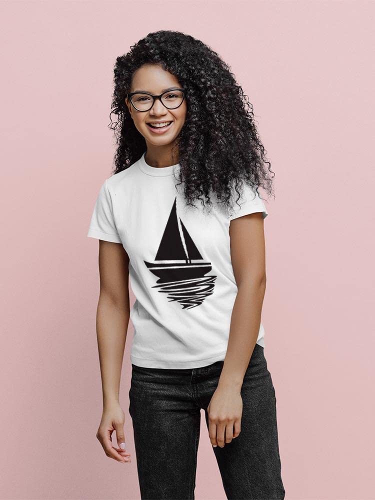 Women's Boat in The Water Graphic T-Shirt - SPIdeals Designs White Cotton Tee for Casual Wear & Summer Outfits