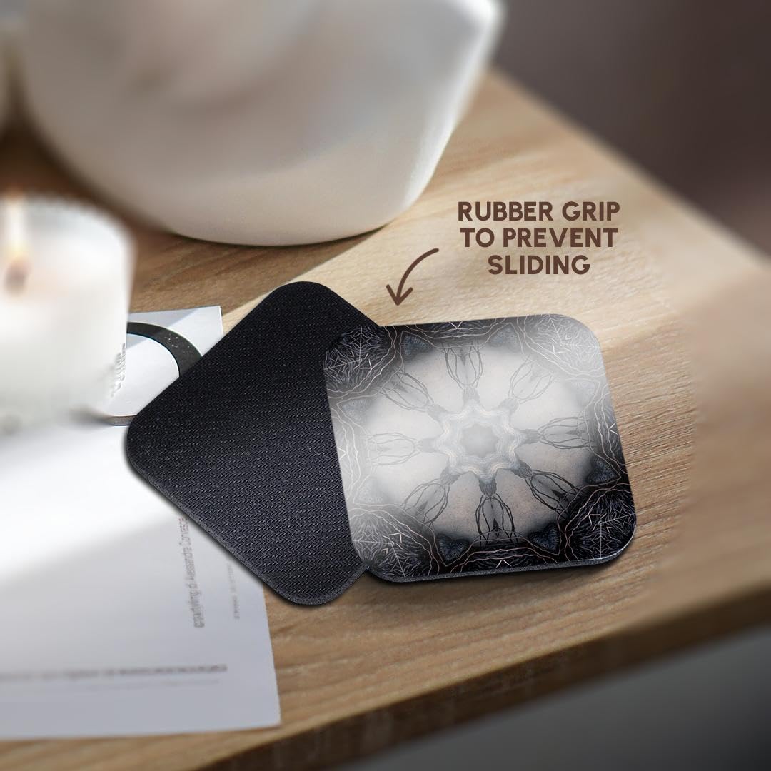 3D Rose Set of 4 Soft Absorbent Coasters - Multi-Color Drink Coasters for Coffee, Tea & Beverages - Perfect for Home, Office & Kitchen Use