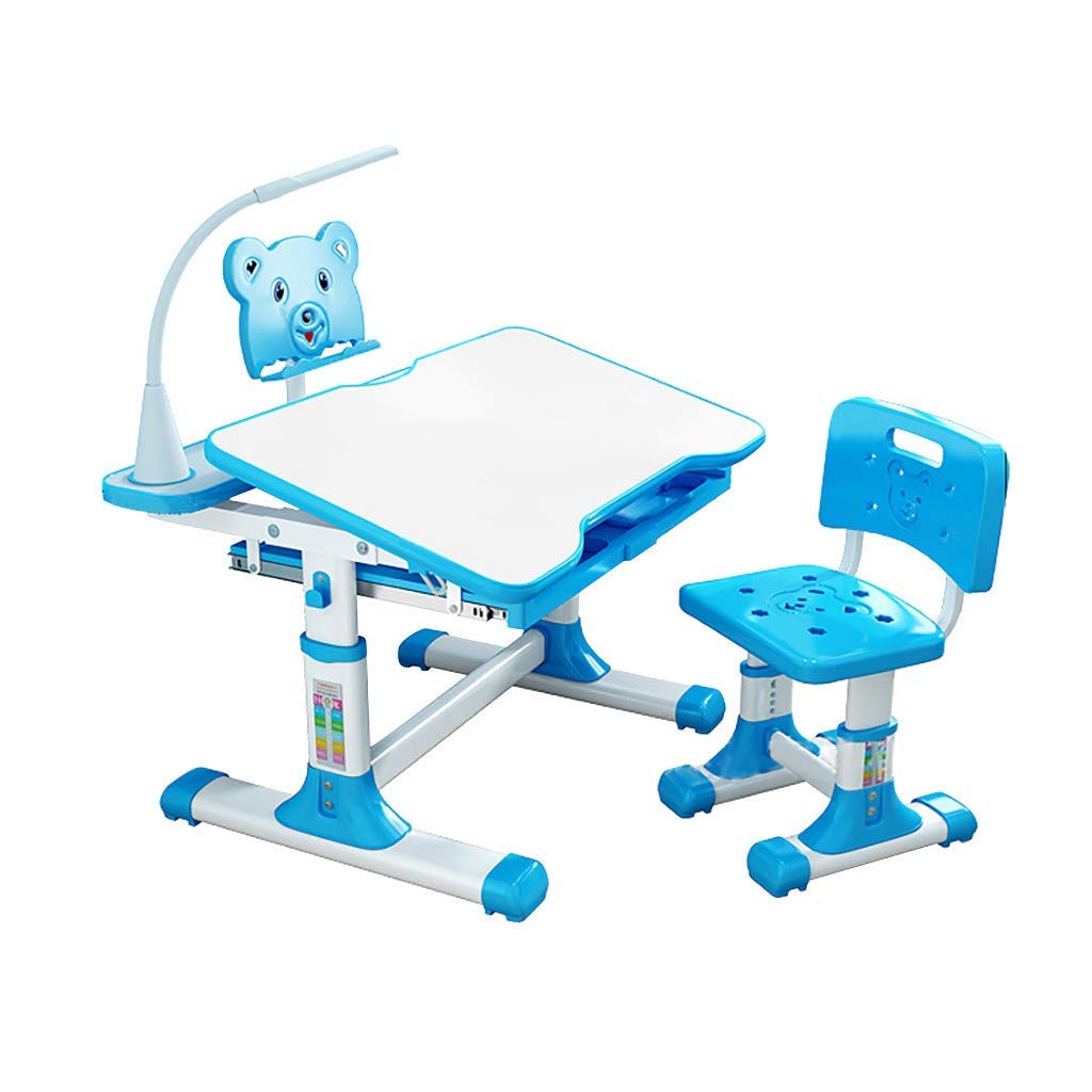 LXTIN Adjustable Kids Desk and Chair Set - Ergonomic Study Table for Children, Perfect for Reading, Writing, and Drawing (Blue, 28x20 Inches) - Ideal for Homeschooling, Online Learning & Bedroom Study Space