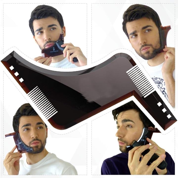 MAPPERZ Professional Beard Shaper Kit for Men - Black Beard Grooming Tool with Comb for Precise Trimming | Perfect for Home & Salon Use | Great Gift for Father's Day & Grooming Enthusiasts