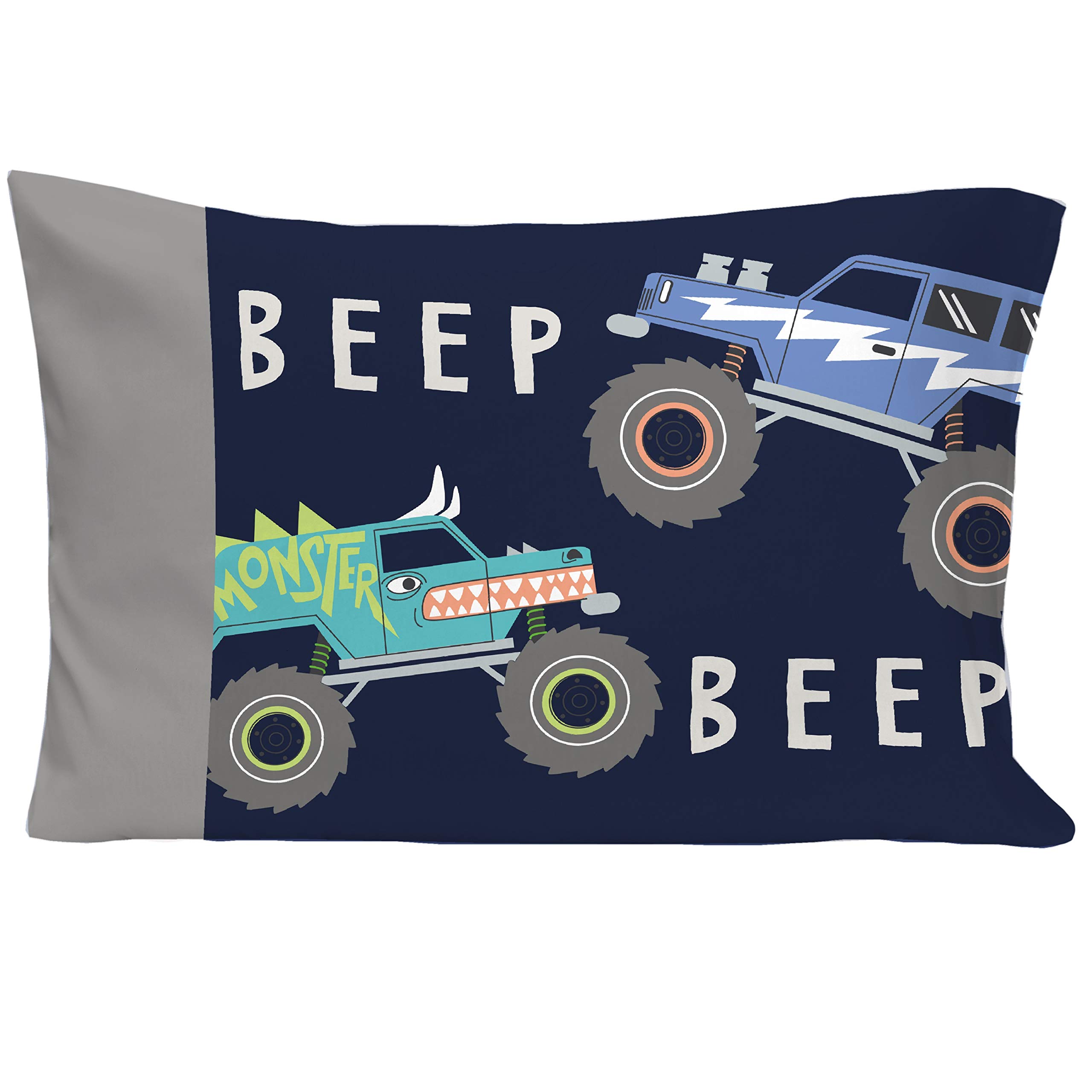 Carters Monster Truck 4-Piece Toddler Bedding Set - Soft Cotton Bed Sheets, Blanket & Pillowcase for Boys Room Decor - Perfect for Nursery, Kids Bedroom & Toddler Sleep Comfort