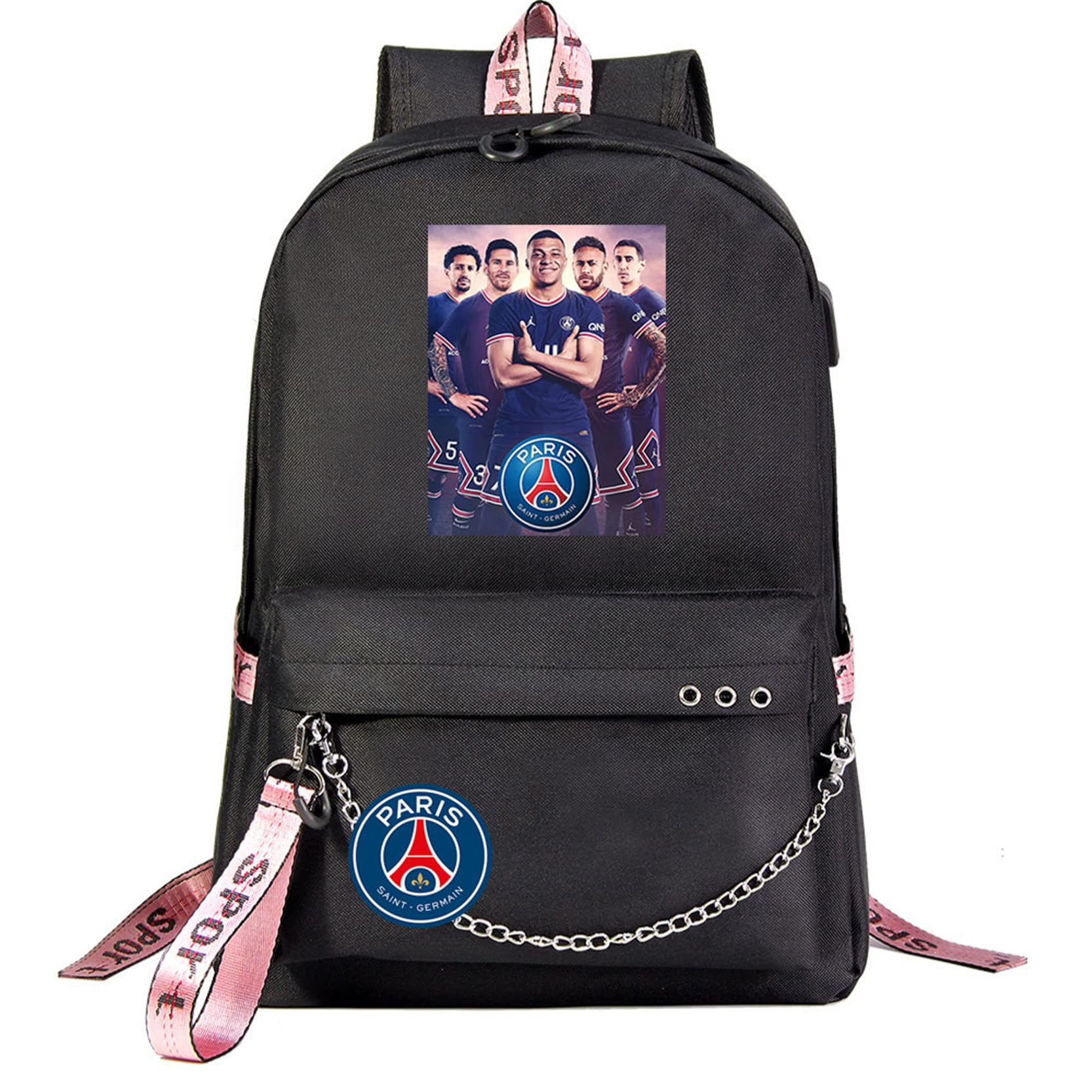 Mbappe Messi Neymar Soccer Backpack for Teens with USB Charging Port - Large School Bookbag for Boys - Perfect for High School, College & Travel