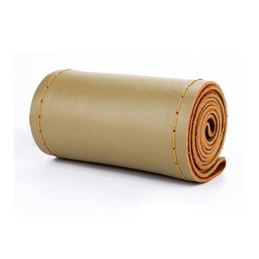 Premium DIY 38cm Soft Leather Braided Steering Wheel Cover - Beige Stitching with Needle & Thread Kit | Universal Fit for Cars, SUVs & Trucks | Enhance Grip & Interior Style for Commuting, Road Trips & Daily Driving