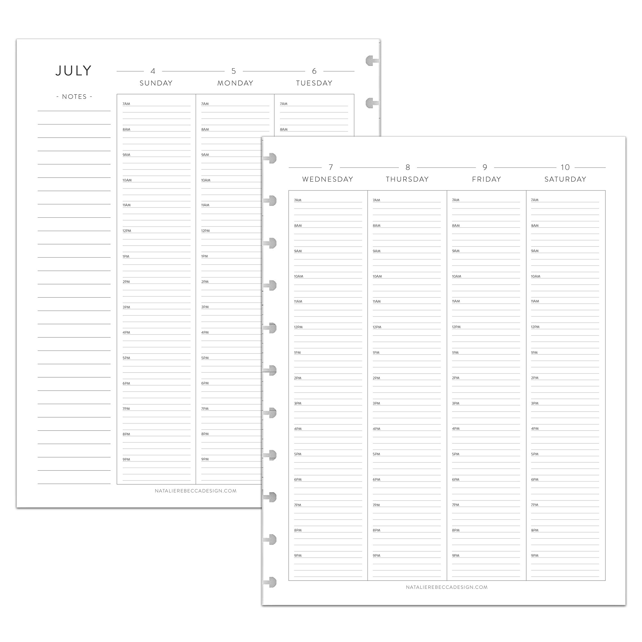 BetterNote July 2025 - June 2026 Academic HOURLY Planner Refill - Compatible with Discbound Notebooks (Levenger Circa, Big Happy Planner, Staples Arc, TUL) - Classic Size 8.5