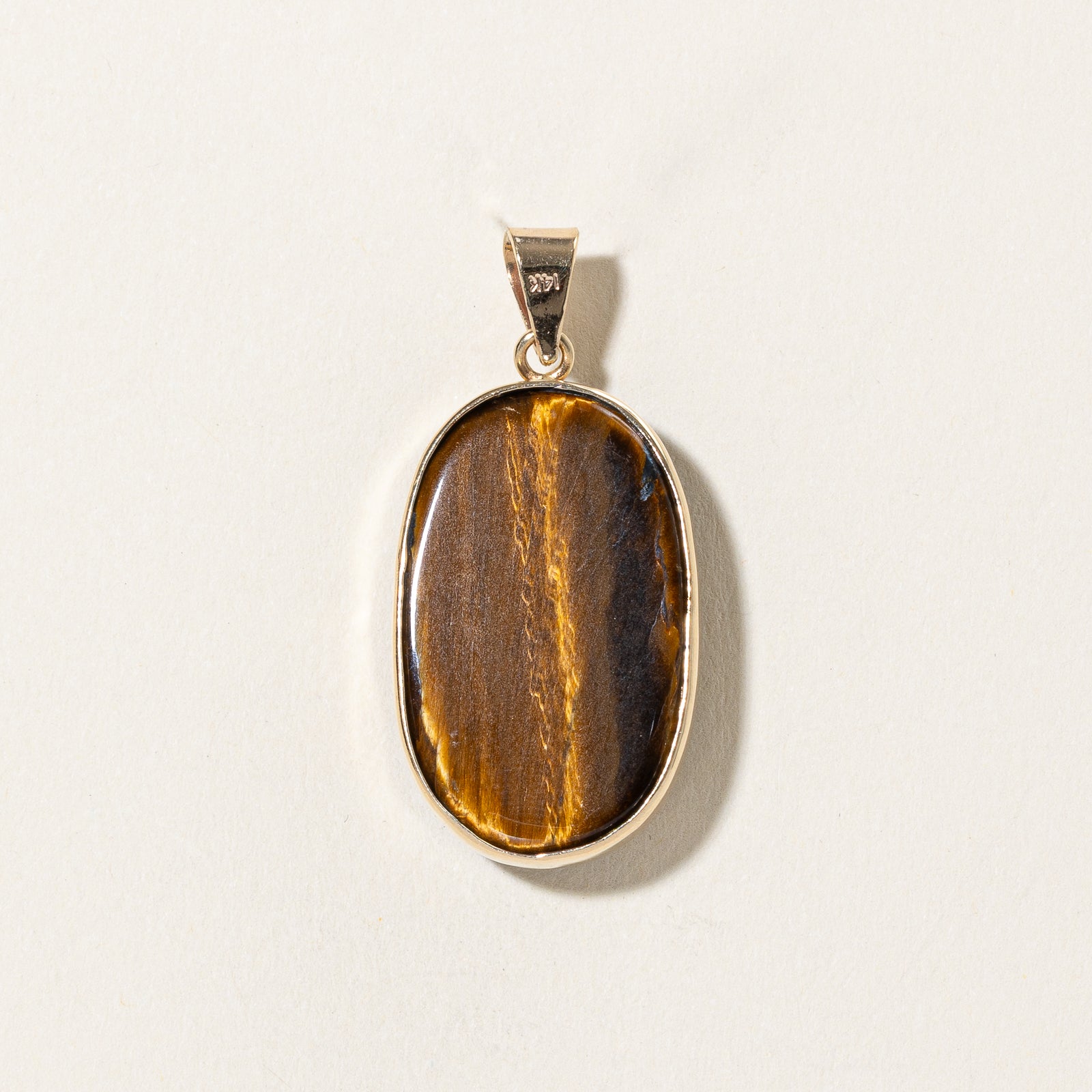 34.00ct Bezel Set Oval Cabochon Tiger's Eye Pendant - Natural Gemstone Jewelry for Women - Perfect for Gift Giving & Special Occasions