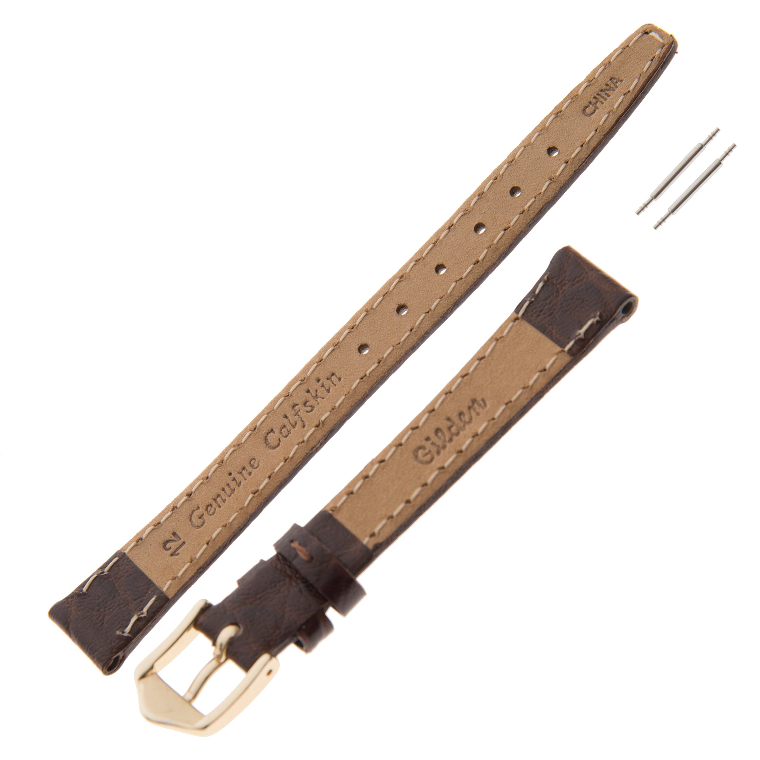 Gilden 10-13mm Women's Genuine Distressed Leather Watch Band - Flat Stitched Calfskin Replacement Strap FS52 for Apple Watch & Smartwatches - Perfect for Casual, Office & Everyday Wear