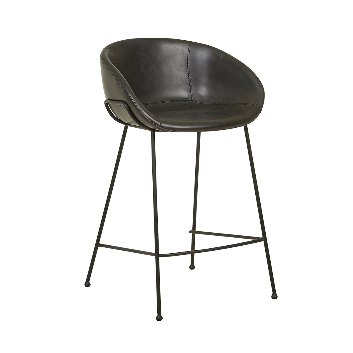 Premium Duke Leatherette Bar Stool (26 Inch Height) - Modern PU Leather Counter Height Stool for Kitchen Island, Breakfast Bar & Home Pub Decor