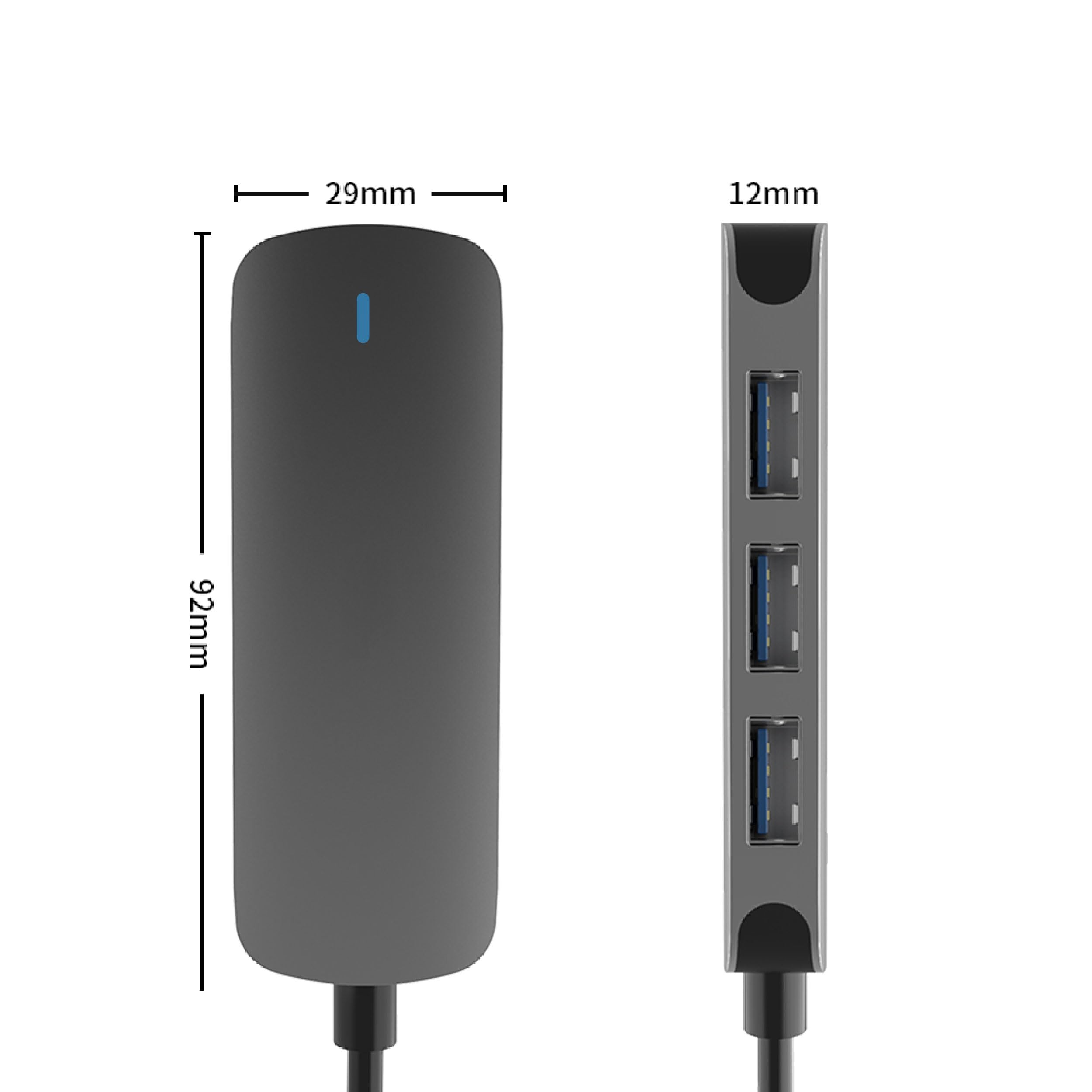 MMOBIEL USB-C to 4-Port USB 3.0 Hub - 5Gbps High-Speed Data Transfer - Aluminum Multi-Port Adapter for MacBook, iPad Pro, Dell, Samsung - Perfect for Office, Travel & Home Workspaces