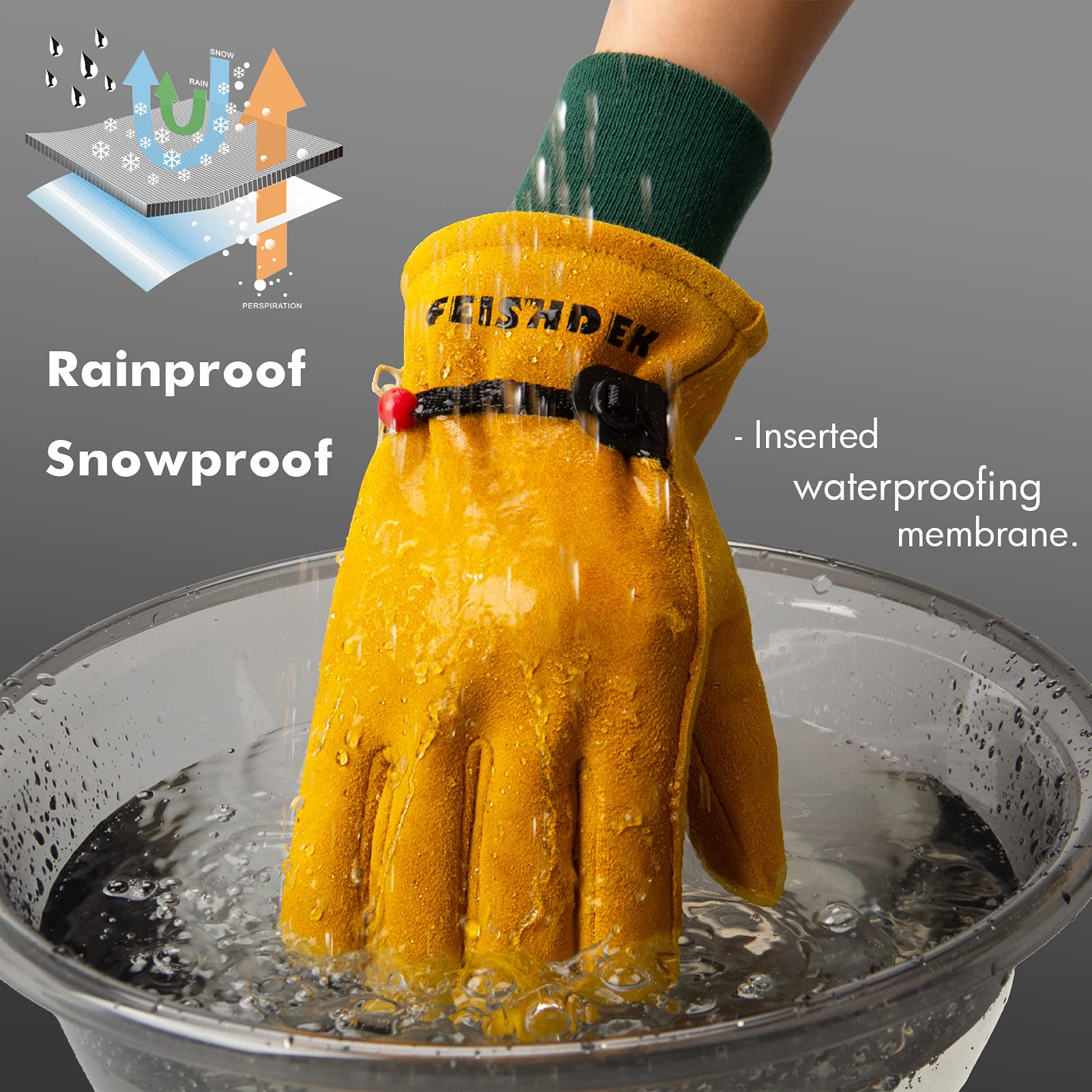 Kids Leather Gardening Work Gloves - Safety Gloves with Reflective & Breathable Design - Waterproof Yellow Small Size - Perfect for Children's Gardening, Yard Work & Outdoor Adventures
