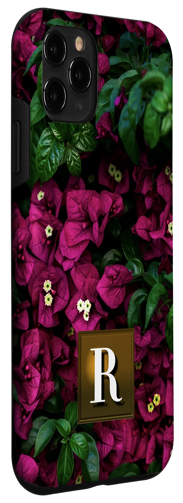iPhone 11 Pro Case with Purple Flowers Photo & Monogram Letter R - Slim Protective Cover for iPhone 11 Pro (2019) | Perfect Gift for Women, Girls | Everyday Use, Travel, Work