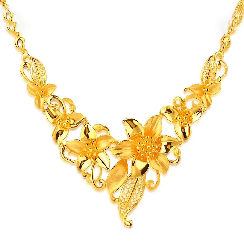 24K Pure Gold Necklace Real AU 999 Solid Gold Chain - Elegant Classic Jewelry for Women, Trendy Party & Wedding Accessory, Luxury Gift for Her 2023