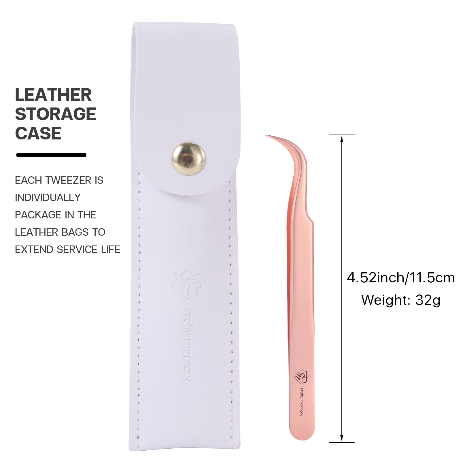 Professional Precision Stainless Steel Eyelash Extension Tweezers - Fine Pointed & Straight Lash Tweezers for Perfect Extensions with Rose Gold Finish & White Storage Bag | Ideal for Salon Professionals & DIY Lash Artists