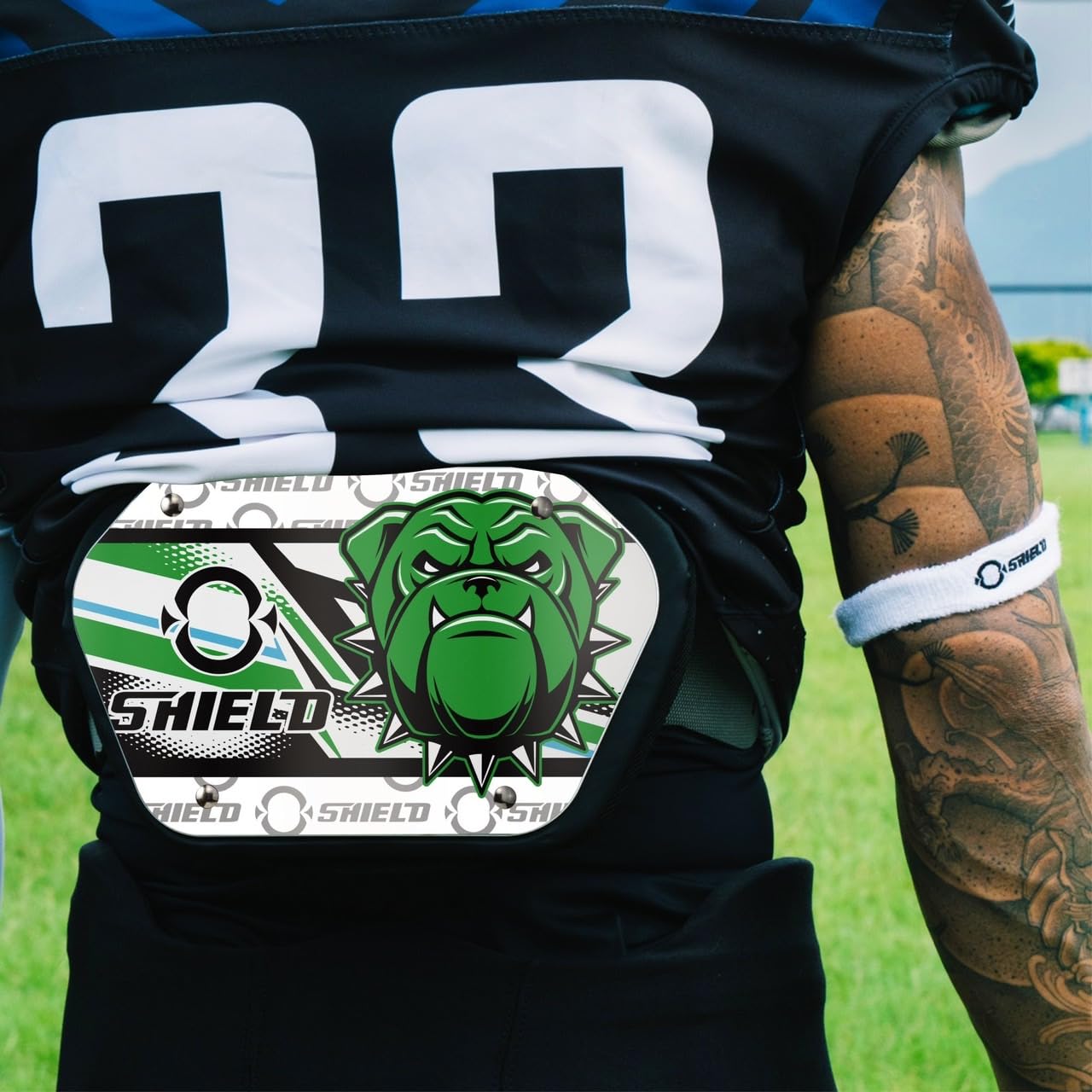 O Shield Danger Dog Football Back Plate - Protective Lower Back Pads for Football Players - Rear Impact Protector for Tackling & Contact Sports - Perfect for Youth & Adult Football Training & Games