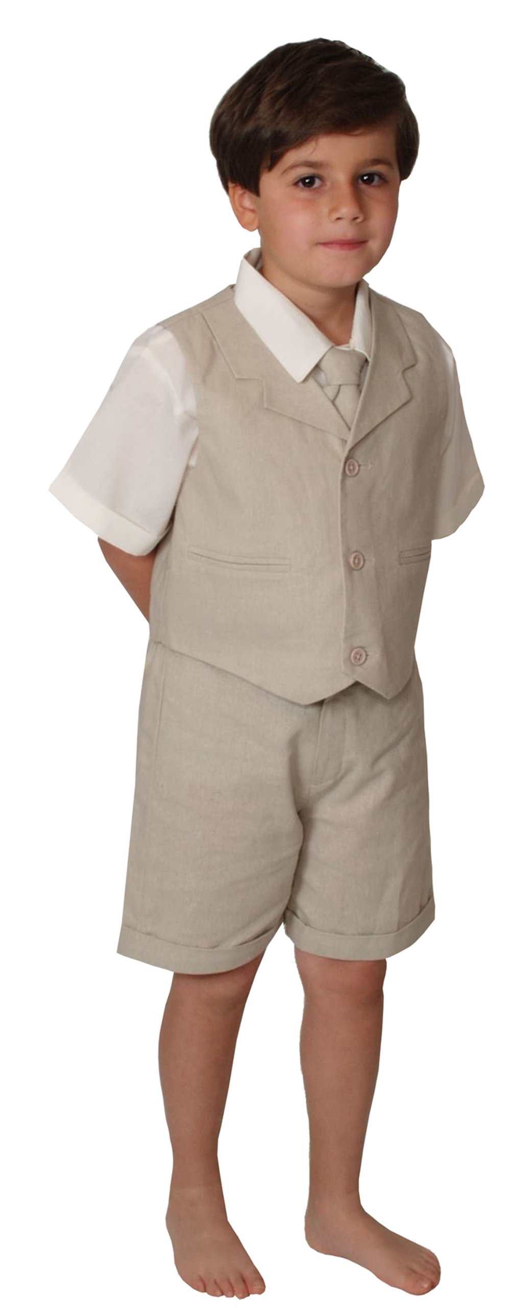 Gino Giovanni Baby & Toddler Boys' Summer Cotton-Linen Blend Suit Vest & Shorts Set - Perfect for Weddings, Parties & Family Photos