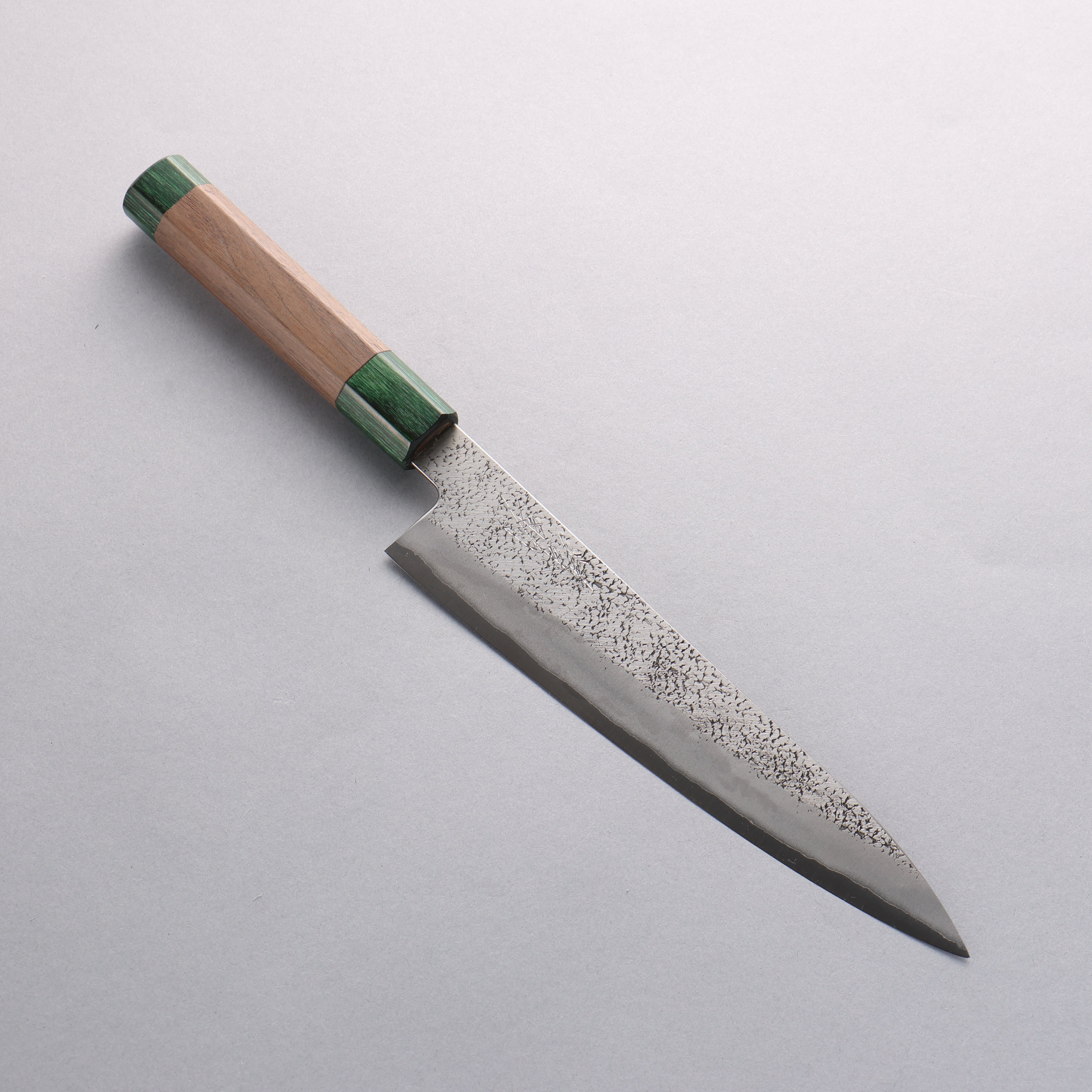 Premium Seisuke Blue Super Hammered Gyuto 210mm Japanese Chef Knife - Walnut & Double Green Pakka Wood Handle - Perfect for Sushi, Meat Slicing & Professional Kitchen Use