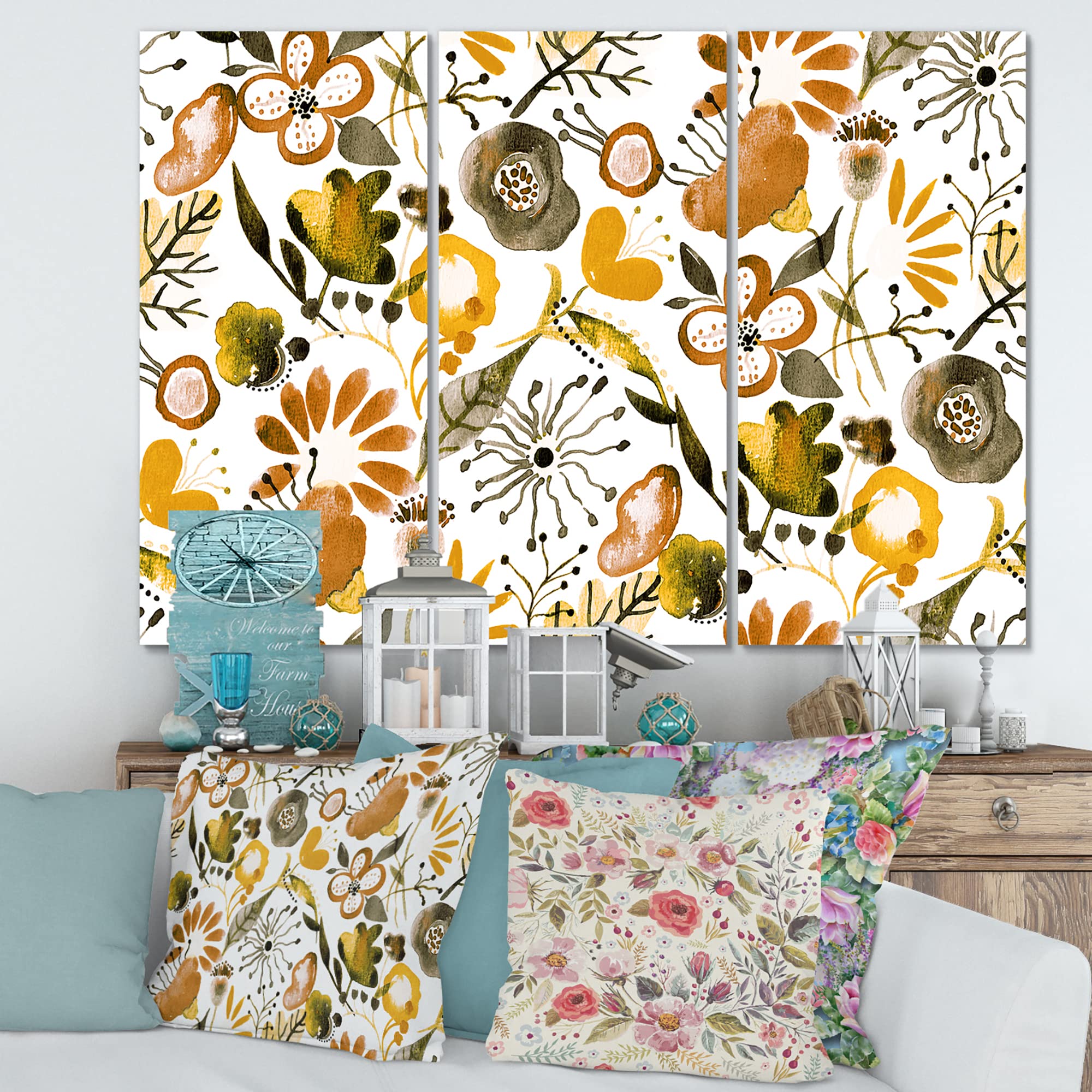 DesignQ Vibrant Wildflowers Canvas Wall Art - Modern Floral Home Decor for Living Room, Bedroom & Office