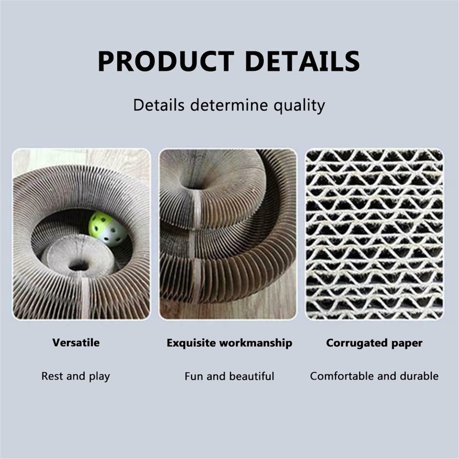 Foldable Cat Scratching Board with Bell Ball - Interactive Cat Toy for Kittens & Adult Cats | Durable Pet Furniture for Training & Exercise (24x24x10cm) - Perfect for Indoor Play & Stress Relief