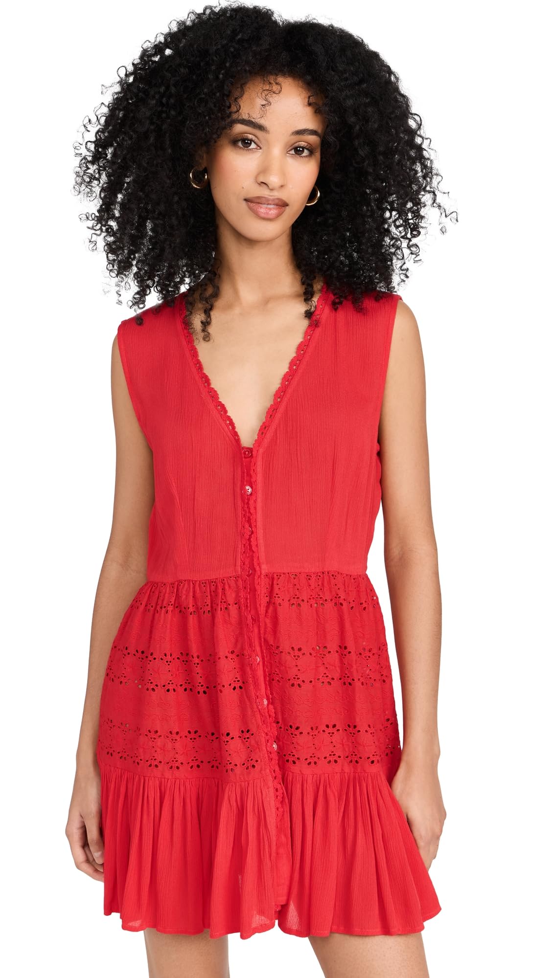 Women's Floral Eyelet Summer Dress - Breathable Cotton Sundress for Beach, Vacation & Casual Wear | Perfect for Outdoor Parties & Date Nights