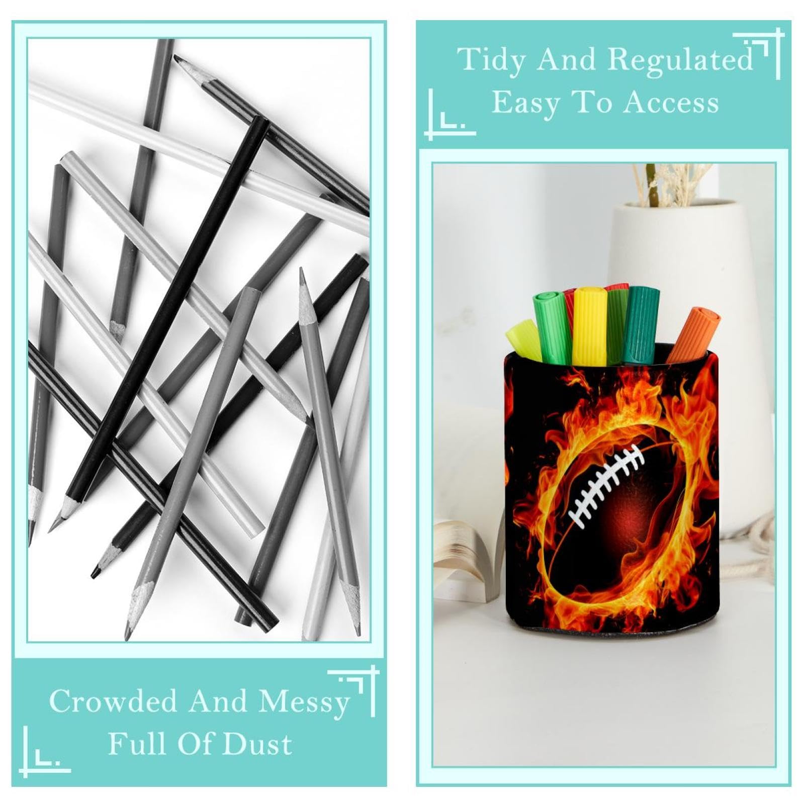 Football-Themed Pen Holder for Desk - Stylish Pen Organizer with American Football Design - Perfect Desk Accessories for Office, School & Home Use