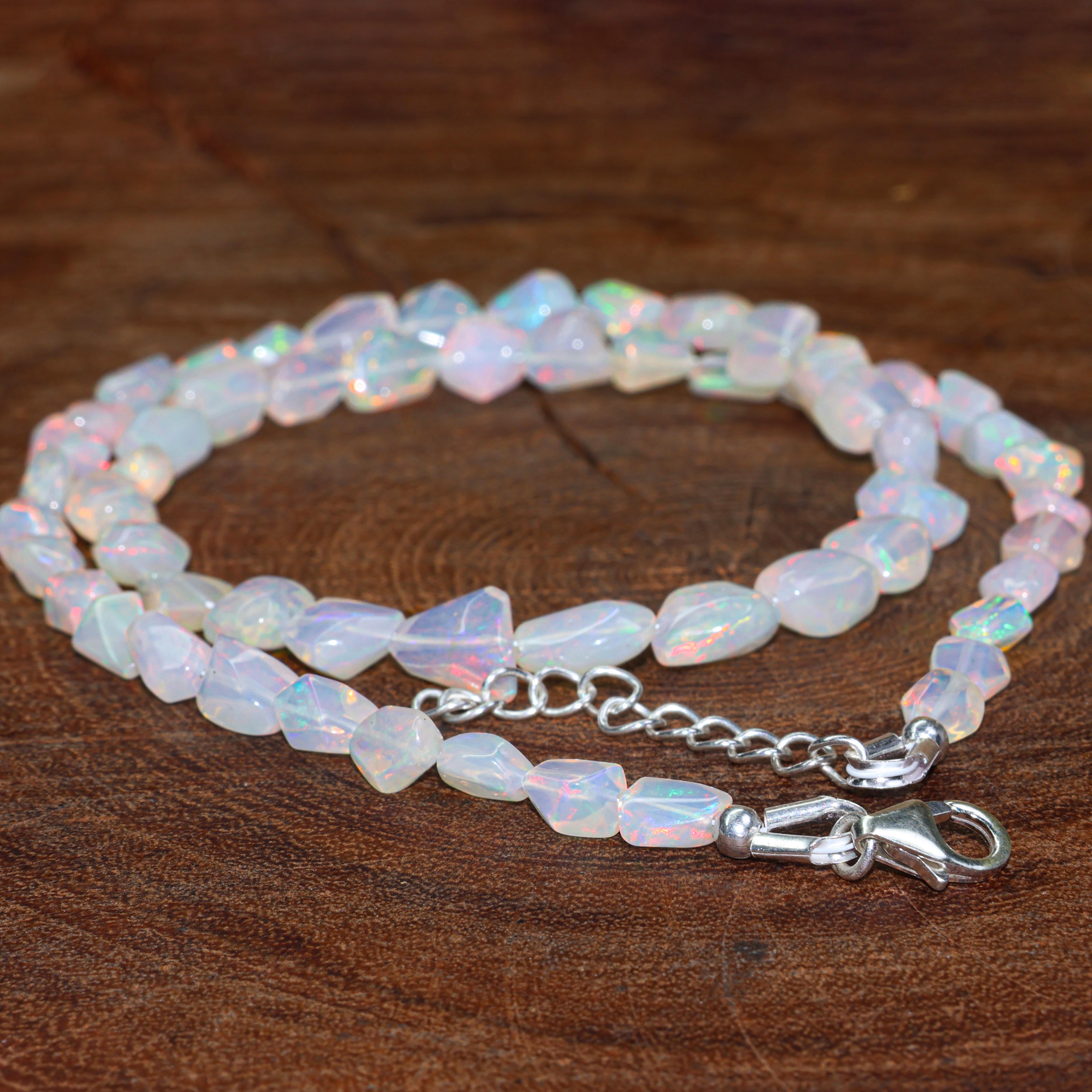 White Opal Tumble Necklace – Elegant Dainty Jewelry for Women, Perfect for Everyday Wear, Date Nights & Special Occasions