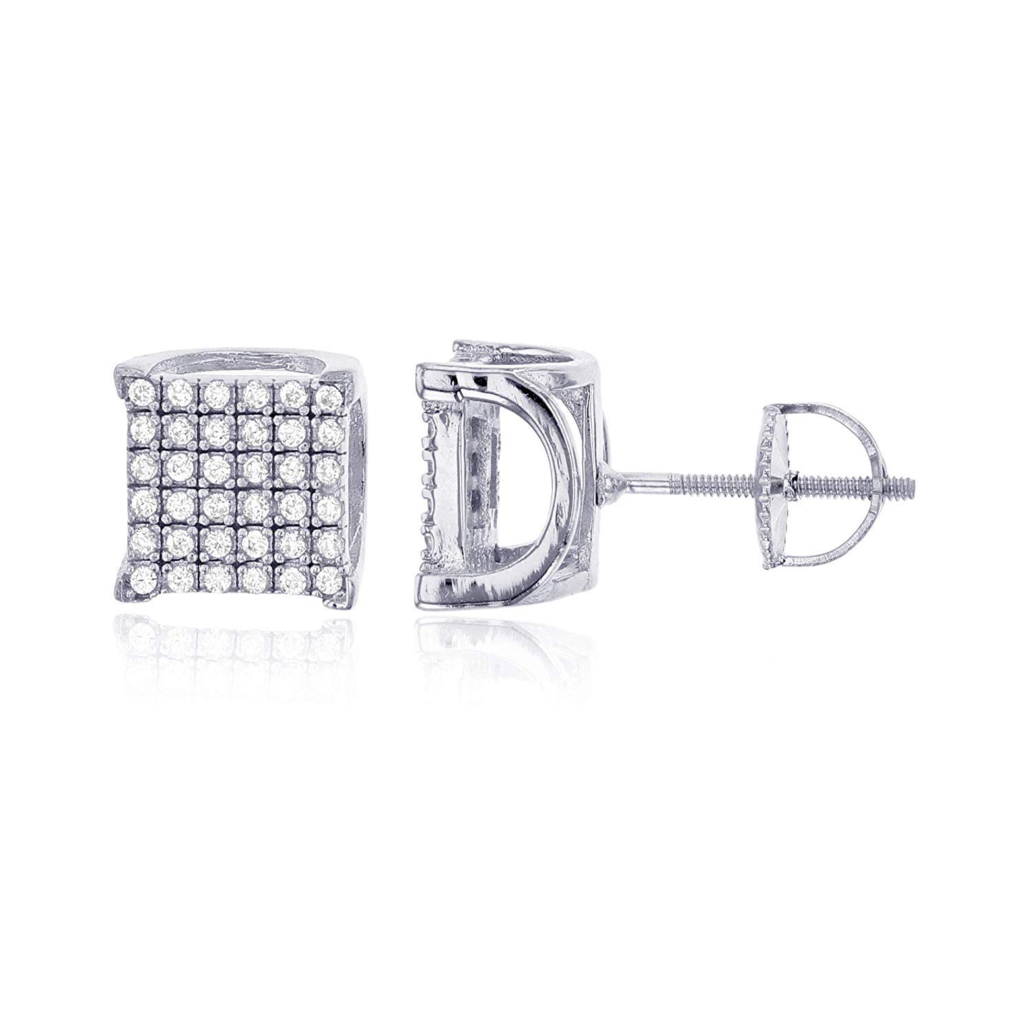 Sterling Silver 5x5mm 3D Square Screw Back Stud Earrings for Women - Hypoallergenic Fashion Jewelry Gift for Birthday, Anniversary & Everyday Wear