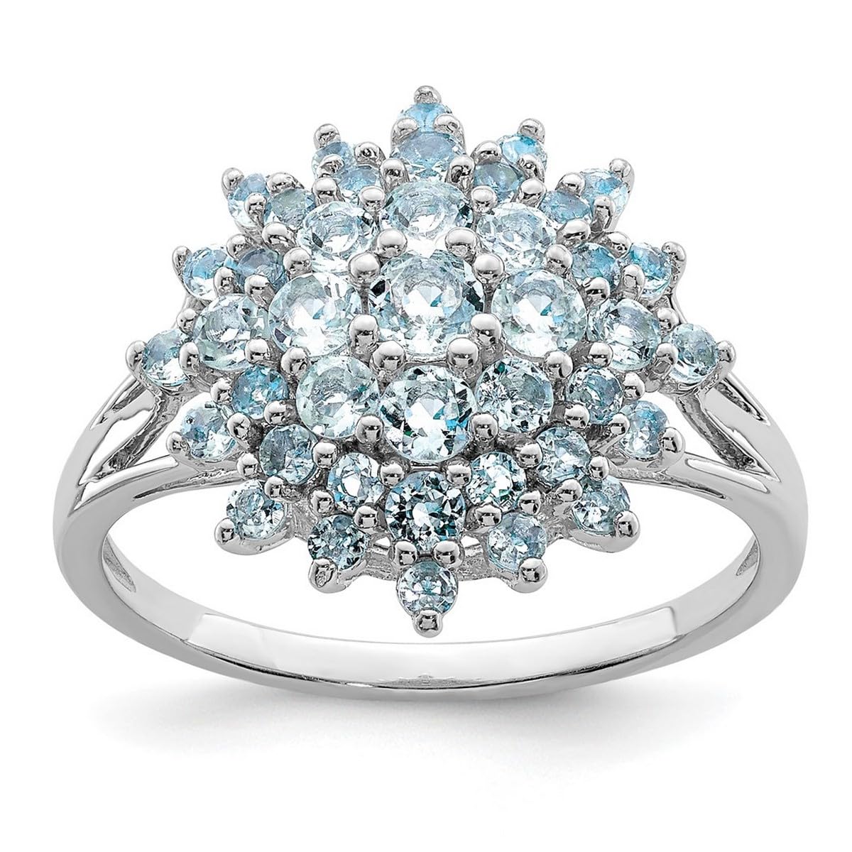 925 Sterling Silver Polished Aquamarine Ring for Women - 2mm Wide Band, March Birthstone Jewelry, Elegant Gift for Anniversary, Engagement, Wedding or Everyday Wear