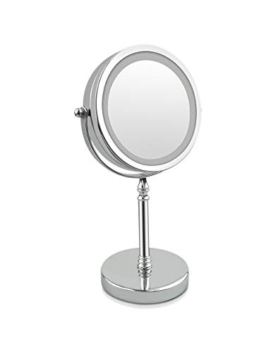 10X Magnifying LED Makeup Mirror with 5X Side Mirror - 7 Inch USB Powered Vanity Mirror for Precise Makeup & Skincare - Perfect Gift for Beauty Enthusiasts (Use in Home, Salon, or Travel)