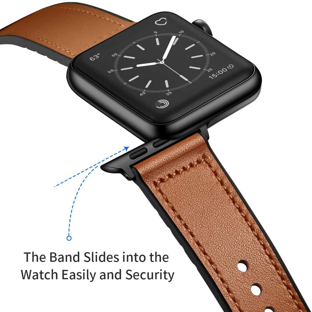 Premium Leather & Silicone Hybrid Watch Bands - Durable, Comfortable & Stylish for Men & Women - Perfect for Workouts, Office & Everyday Wear