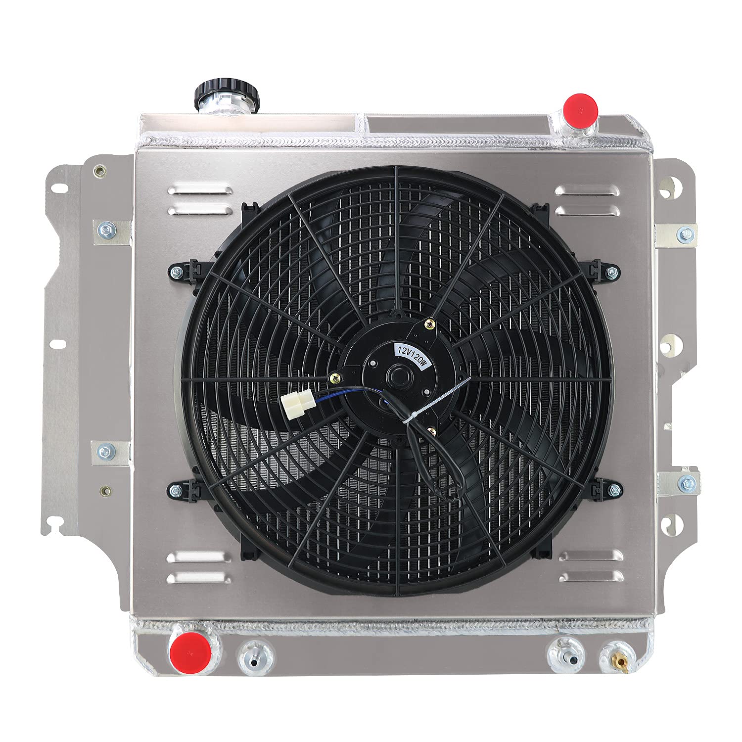 3 Row Aluminum Radiator with Shroud & Fan Kit - Compatible with 1987-2006 Jeep Wrangler YJ TJ (2.4L-4.2L) - Perfect for Off-Roading, Overheating Solutions & Engine Cooling Upgrades