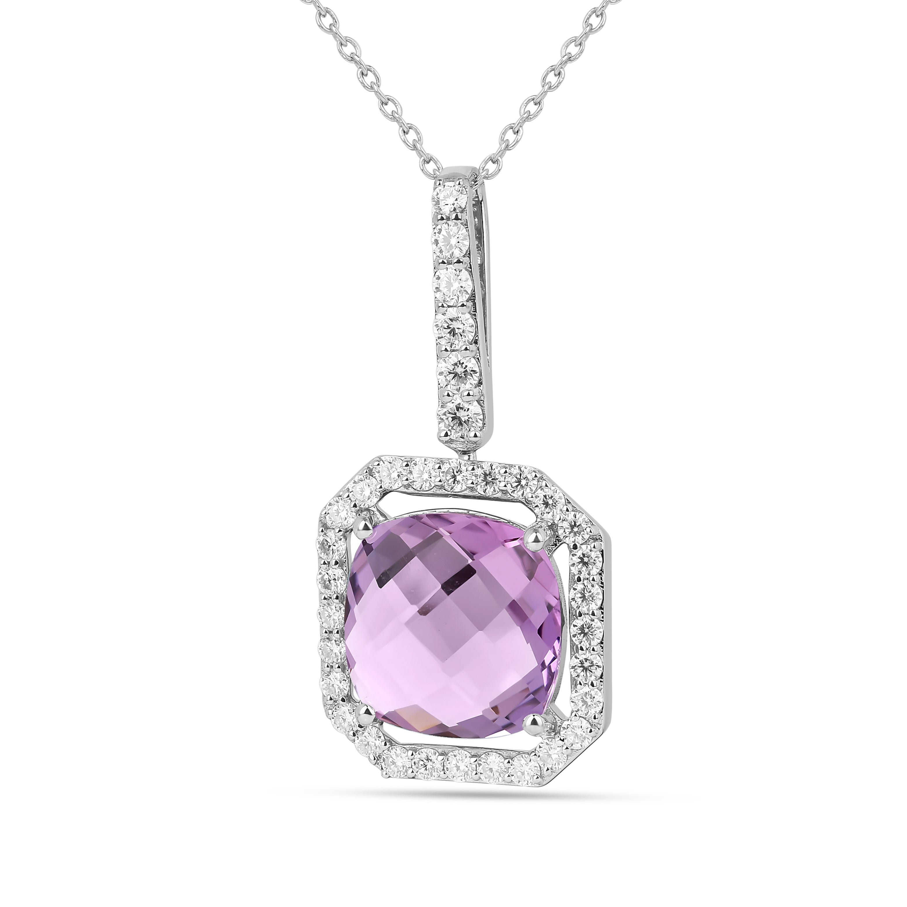 Natural Briolette Cut Pink Amethyst Necklace - Elegant Healing Crystal Jewelry for Women | Perfect for Meditation, Gifts & Spiritual Energy