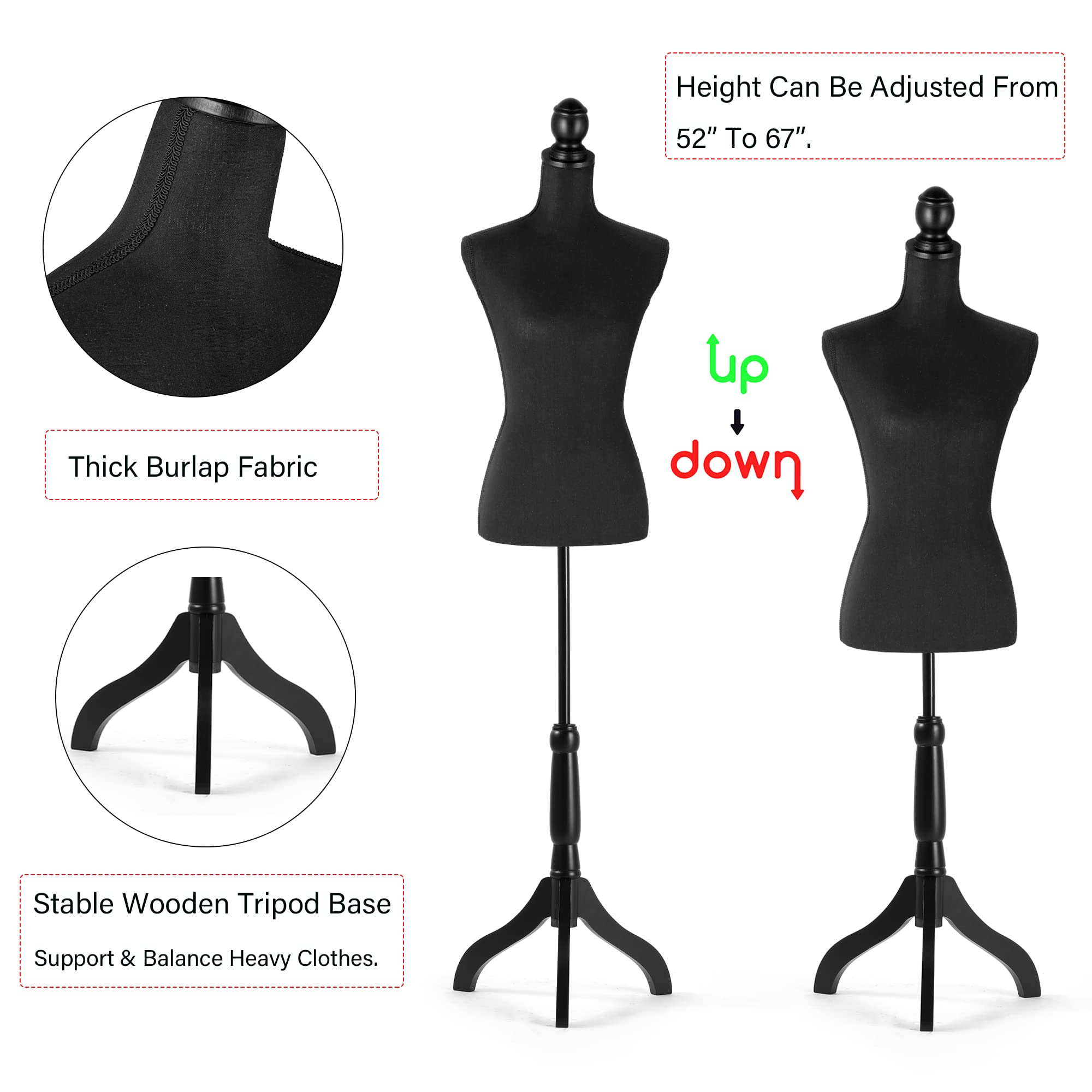 Adjustable Female Dress Form Mannequin 52-67