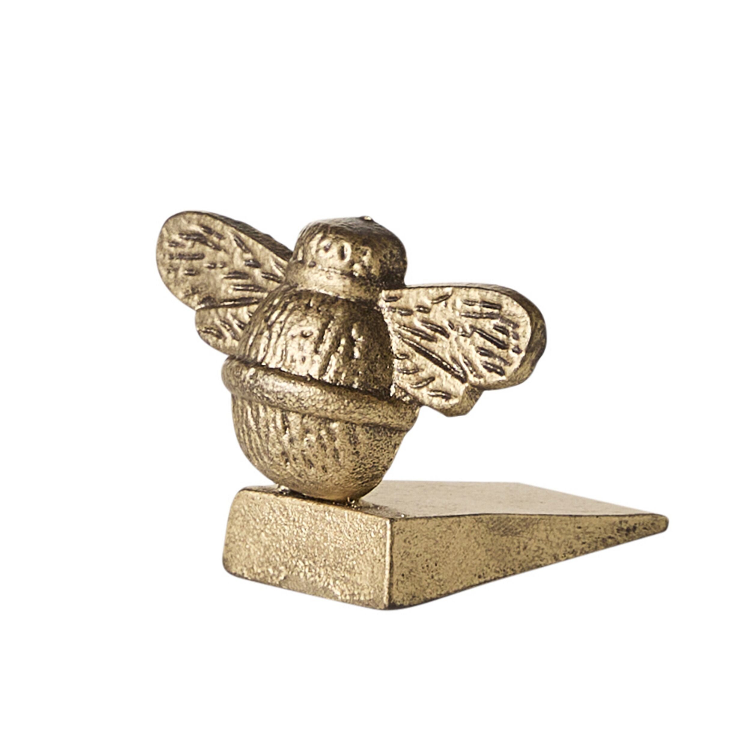 Antique Brass Bee Door Stopper - Heavy Duty Door Wedge for Home & Office - Decorative Door Holder for Bedroom, Living Room, and Kitchen