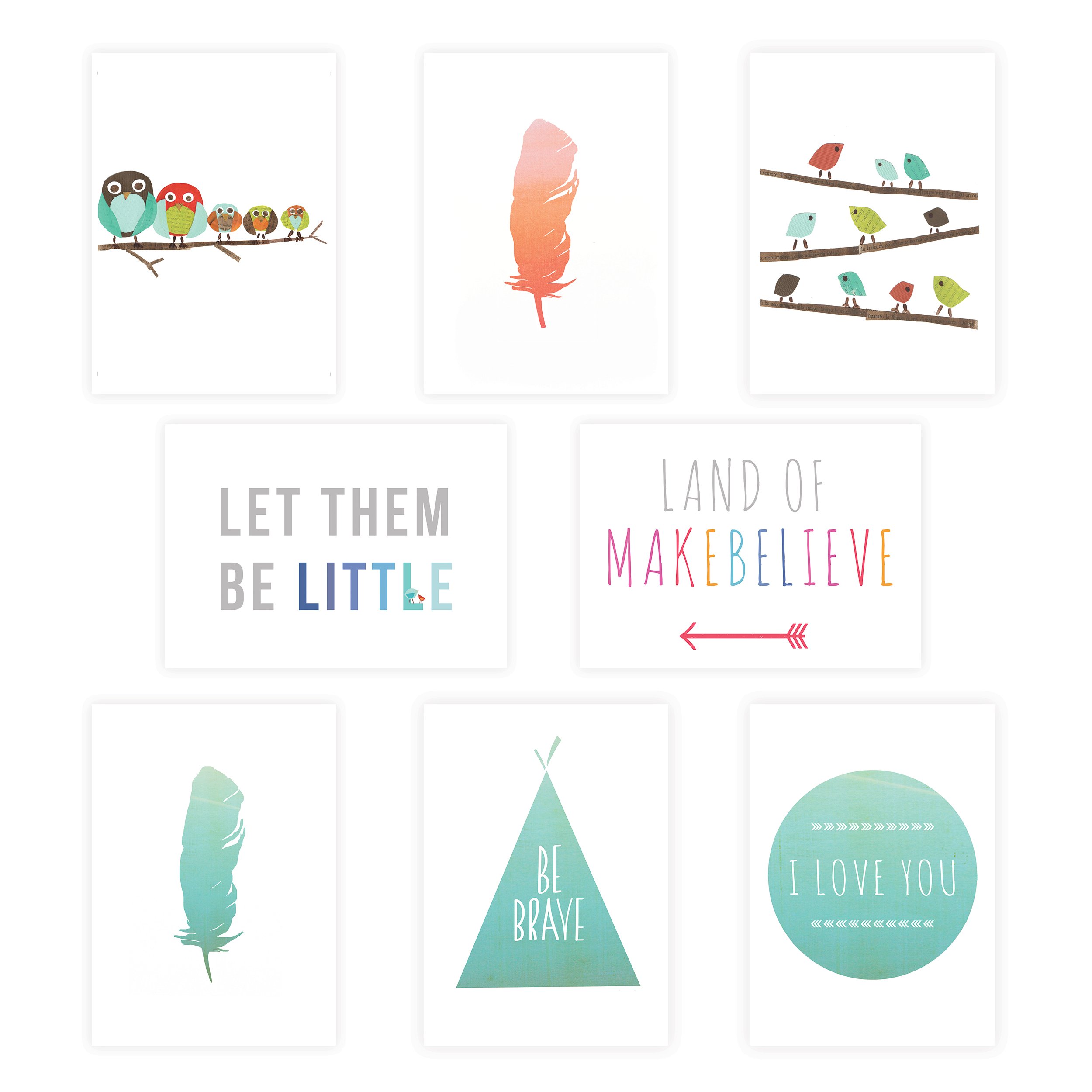 Boho Mini Collection 5x7 Wall Art Prints - Nursery Decor, Kids Room Decor, Gender Neutral Baby Shower Gift, Nature Themed Wall Cards for Home & Office Decor