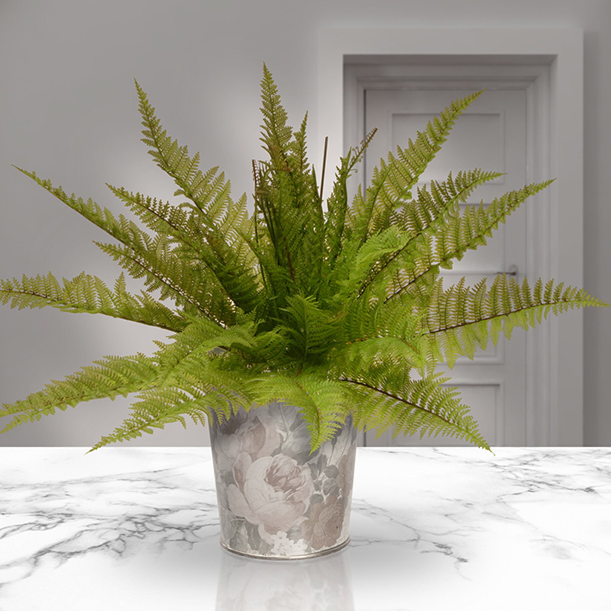 21 Inch Artificial Spring Fern Bush with Stem Vine Base - Perfect for Home Decor, Wedding Centerpieces, and Office Greenery