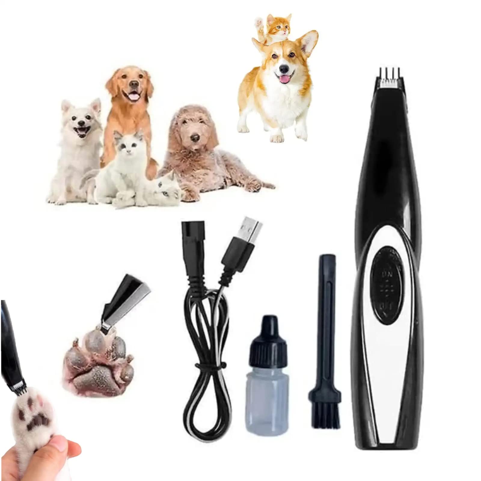**Furbolini Mini Cordless Pet Hair Trimmer - Low Noise Dog & Cat Grooming Clippers for Small Pets - Perfect for Home Grooming & Professional Use**
