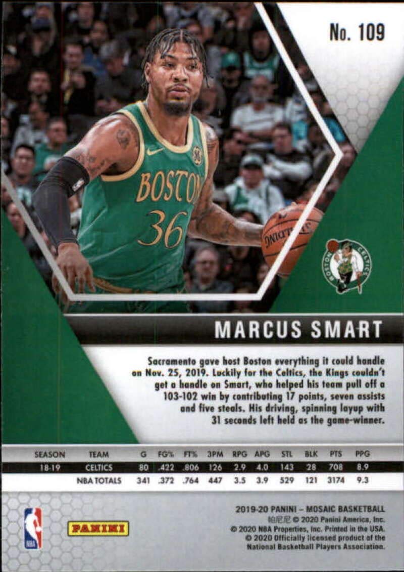 2019-20 Panini Mosaic #109 Marcus Smart Boston Celtics NBA Basketball Trading Card - Rare Collectible Sports Memorabilia for Fans & Card Collectors - Perfect for Display, Gifts, and Investment
